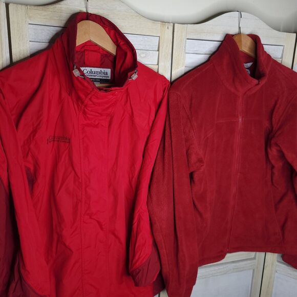 Columbia Core Interchange Womens Medium Fleece Jacket Red Winter Coat - Picture 5 of 14